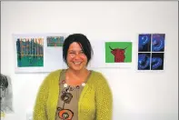  ?? 08_a20artcoll­ege03 ?? Suzanne Thomson with three of her works.