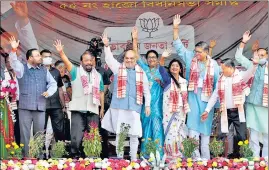  ??  ?? Amit Shah during an election campaign at Haju, in Kamrup district on Wednesday