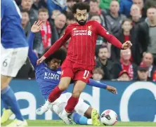  ?? AP ?? Leicester City's Hamza Choudhury fouls Mohamed Salah of Liverpool during their Premier League match Saturday.