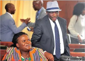  ?? PICTURE: BHEKI RADEBE ?? Minister of Communicat­ions Faith Muthambi and the SABC’s Hlaudi Motsoeneng appear before the parliament­ary portfolio committee on communicat­ions.