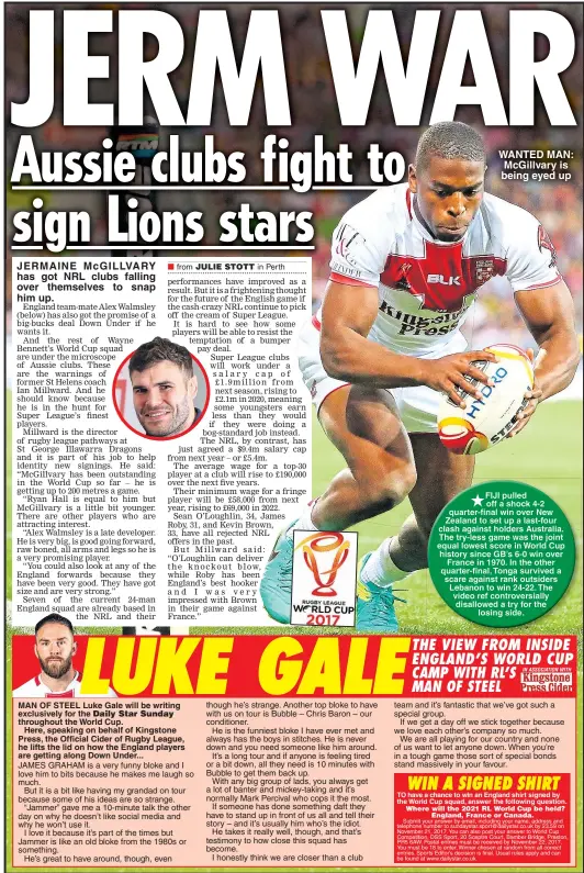  ??  ?? MAN OF STEEL Luke Gale will be writing exclusivel­y for the throughout the World Cup.
Here, speaking on behalf of Kingstone Press, the Official Cider of Rugby League, he lifts the lid on how the England players are getting along Down Under...