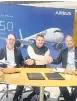  ?? ?? IndiGo CEO Elbers (C), with Airbus, Rolls Royce officials.