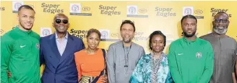  ?? ?? Super Eagles’ Vice Captain, William Troost- Ekong; Chairman, MTN Nigeria, Dr Ernest Ndukwe ( OFR); CEO Transcorp Hotels Plc, Dupe Olusola; CEO MTN Nigeria, Karl Toriola; Director, MTN Nigeria, Mrs Ifueko Omoigui Okauru; Super Eagles star, Terem Moffi and Chief Corporate Services & Sustainabi­lity Officer, MTN Nigeria, Tobe Okigbo; at a breakfast session in honour of the Super Eagles by MTN Nigeria.