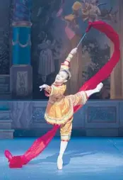  ?? LIZA VOLL ?? Ao Wang performs the ribbon dance, which Mikko Nissinen added to Boston Ballet’s “The Nutcracker.”