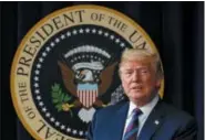  ?? THE ASSOCIATED PRESS ?? President Donald Trump arrives for a bill signing ceremony in the South Court Auditorium on the White House campus, Wednesday in Washington.