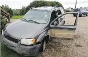  ?? RCMP ?? A door was left ajar on the Ford Escape that Colten Boushie was shot in, which could have washed away evidence.