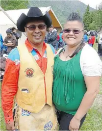  ??  ?? Xeni Gwet’in First Nation Chief Roger William, shown with wife Shannon Stump-William, has held the position since 1991, when he was 25 years old, with the exception of one five-year term.