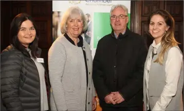  ??  ?? Gorey Guardian reporter Sara Gahan, Wexford Chamber CEO Madeleine Quirke, Gorey Chamber CEO Diarmuid Devereux and Ciara Tomkins, Gorey Guardian sales.