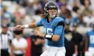  ?? Photograph: Matt Stamey/AP ?? Jacksonvil­le Jaguars quarterbac­k Trevor Lawrence (16) looks for a receiver against the San Francisco 49ers during a November game.