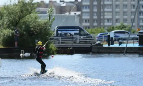  ??  ?? Wake boarding at Pinkston Watersport­s