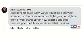  ?? ?? Tasman District Council candidate Adele Terrill believes in a conspiracy that the United Nations aims to depopulate the world.