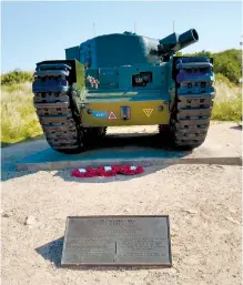  ??  ?? THE ONE Charlie tank, belonging to the 26th Armored Engineer Squadron, the seventh Canadian Infantry, is permanentl­y on display at Graye-surMer.