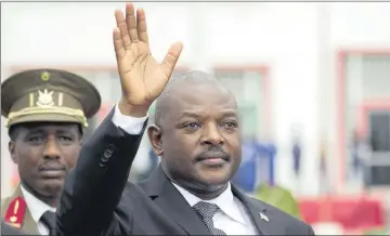  ??  ?? STILL ON THE HOOK: The writer says the ICC still has jurisdicti­on over crimes committed under President Pierre Nkurunziza despite Burundi’s withdrawal from the ICC taking effect.