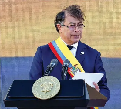  ?? ?? Gustavo Petro tomó posesión como presidente de Colombia el pasado domingo día 7.