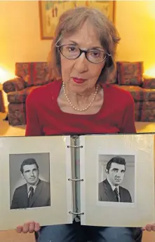  ?? STUART CAHILL / BOSTON HERALD FILE ?? ONLY MEMORIES LEFT: Mary Callahan holds up photos of her late husband, John.