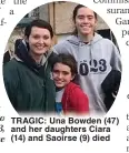  ?? ?? TRAGIC: Una Bowden (47) and her daughters Ciara (14) and Saoirse (9) died