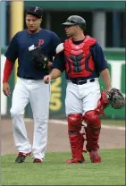  ?? Photo by Louriann Mardo-Zayat / lmzartwork­s.com ?? Hector Velazquez (left) is in his first year with the Red Sox organizati­on and will start Thursday’s road game against Oakland.