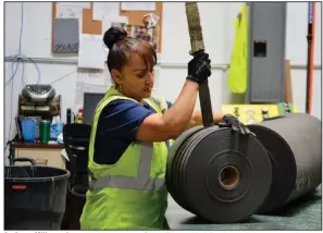  ?? (AP/Russell Contreras) ?? An Acme Mills employee works in 2018 in Santa Teresa, N.M. Border trade leaders say they are optimistic about the 2020 trade forecast with Mexico, especially at the Santa Teresa Port of Entry in New Mexico.