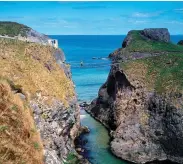  ??  ?? Above: Carrick-a-Rede rope bridge; Top right: Dine at Harry’s Shack