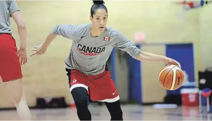  ?? VINCE TALOTTA GETTY IMAGES FILE PHOTO ?? Miranda Ayim, of the national women’s basketball team, will be one of two flag-bearers for Canada at the opening ceremony of the Tokyo Olympics on Friday along with men’s rugby player Nathan Hirayama.