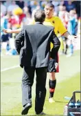  ??  ?? NOT HAPPY: Gianfranco Zola confronts Troy Deeney after red