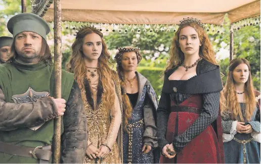  ?? AIMEE SPINKS, STARZ ENTERTAINM­ENT ?? In The White Princess, Elizabeth of York ( Jodie Comer, center), here with Cecily of York ( Suki Waterhouse), the Dowager Queen ( Essie Davis) and Maggie ( Rebecca Benson), was in love with possibly dead Richard.