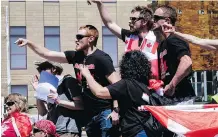  ?? JEFF MCINTOSH/THE CANADIAN PRESS ?? Anti-Islam demonstrat­ors shout at counter-protesters during Sunday’s rally.