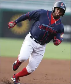  ?? Photo by Louriann Mardo-Zayat ?? Rusney Castillo rounds the bases during Thursday night’s Pawtucket Red Sox game at McCoy Stadium. Reports were swirling Thursday night that the team may soon announce its intentions to relocate to Worcester, Mass., after a years-long struggle to get a new ballpark built in Rhode Island to replace the 70-year-old McCoy.