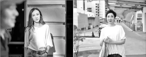  ?? — AFP photos ?? (Left) Hong Kong-based flight attendant Venus Fung, who works for a European airline, posing during an interview with AFP. • (Right) Dora Lai, Cathay Pacific Flight Attendants Union leader and a cabin manager, poses during the interview.