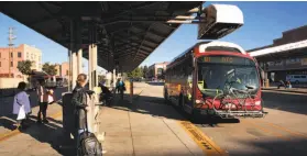  ?? Michael Macor / The Chronicle 2016 ?? A Proterra San Joaquin Regional Transit District bus in Stockton in December.