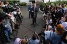  ?? Loeb/AFP/Getty Images ?? House speaker Kevin McCarthy speaks to the media as he leaves a meeting on the debt ceiling with President Joe Biden outside the West Wing on 22 May. Photograph: Saul