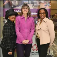  ?? SUBMITTED PHOTOS ?? Numerous community partners in the area attended West Chester University’s Spotlight on Faculty Research to recognize the faculty being honored. Pictured from left are: President of the Independen­ce Blue Cross Foundation Lorina Marshall Blake; President and Founder of Nth Solutions Sue Springstee­n; and President of Alliance for Health Equity (formerly Brandywine Health Foundation) Vanessa Briggs.