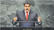  ?? AFP ?? El presidente de Venezuela, Nicolás Maduro, se dirige a la sesión de las Naciones Unidas.