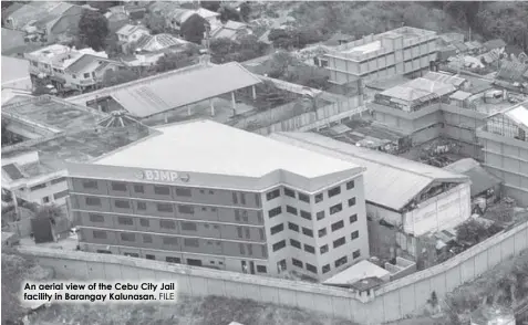  ?? FILE ?? An aerial view of the Cebu City Jail facility in Barangay Kalunasan.