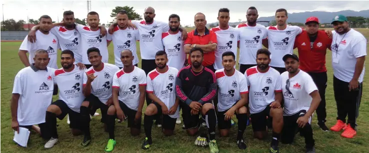  ?? Canada Muslim football team and officials at Churchill Park in Lautoka on August 3, 2018. Photo: Yogesh Chandra. ??