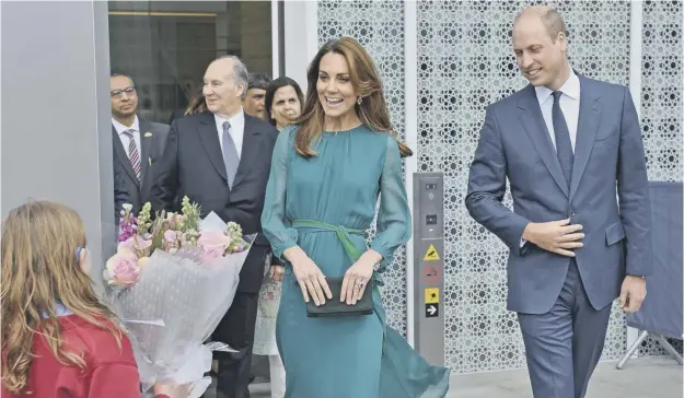 ?? PICTURE: JEFF SPICER/GETTY IMAGES ?? 0 The Duke and Duchess of Cambridge during a recent visit to the Aga Khan Centre in London ahead of their royal tour to Pakistan