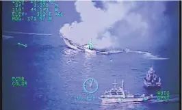  ?? U.S. COAST GUARD VIA AP FILE ?? Coast Guard video shows the Conception boat fire off Santa Cruz Island near Santa Barbara in 2019. The fire killed 34 people trapped below deck.