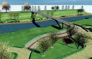  ??  ?? La simulazion­e al computer della nuova passerella per pedoni e ciclisti che sarà realizzata alle Cascine tra l’attuale e il ponte all’Indiano