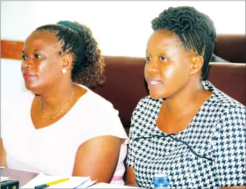  ?? — (Picture by John Manzongo) ?? Female Students Network executive director Mrs Evernice Munando (left) and programmes officer Mrs Yvonne Mudapakati give oral evidence before the Parliament­ary Portfolio Committee on Women Affairs, Gender and Community Developmen­t yesterday.