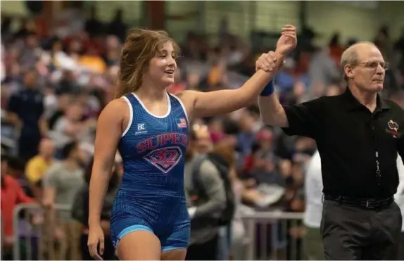  ?? Courtesy oF GreG WIlson ?? CARRYING ON THE LEGACY: Marisol Nugent of Phillips Andover was one of the two recipients of a scholarshi­p in honor of wrestling legend Jim Peckham.