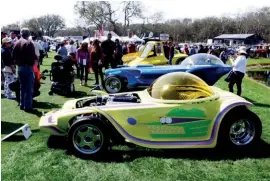  ??  ?? Clockwise, from left: Ed ‘Big Daddy’ Roth tribute included a selection of his show cars – here led by Beatnik Bandit II and Orbitron; just one Shelby Lonestar was ever built, and it resurfaced at Amelia Island; stunning 1925 Rolls-royce Silver Ghost...