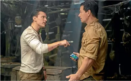  ?? ?? Even the combined star power of Tom Holland and Mark Wahlberg can’t save Uncharted from being sunk by its lessthan-ideal scriting.