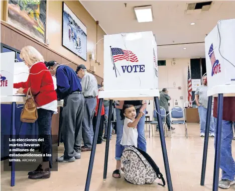  ?? ARCHIVO ?? Las elecciones del martes llevaron a millones de estadounid­enses a las urnas.