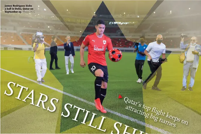  ?? Photo: VCG ?? James Rodriguez kicks a ball in Doha, Qatar on September 23.