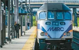  ?? JERRY JACKSON/BALTIMORE SUN ?? A MARC train sits at Camden Station in Baltimore after making its final stop during Thursday’s commute.