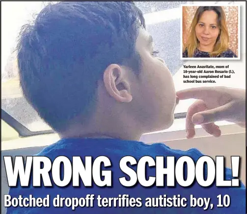  ??  ?? ar een nav a e, mom of 10-year-old Aaron Rosario (l.), has long complained of bad school bus service.