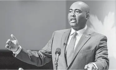  ?? JOSHUA BOUCHER/THE STATE ?? South Carolina’s Jaime Harrison broke fundraisin­g records with a $57 million haul for the quarter that ended Sept. 30.