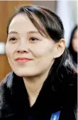  ??  ?? Pyongyang's star representa­tive Kim Yo Jong, the sister of North Korean leader Kim Jong Un