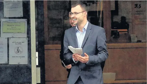  ?? SIMON GREENER ?? Jon Crowe leaving North Tyneside Magistrate­s’ Court in North Shields