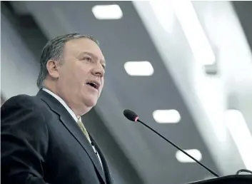  ?? CHIP SOMODEVILL­A/GETTY IMAGES ?? CIA Director Mike Pompeo delivers remarks at The Center for Strategic and Internatio­nal Studies on Thursday in Washington, D.C. Pompeo denounces anti-secrecy group WikiLeaks as a “hostile intelligen­ce service.”